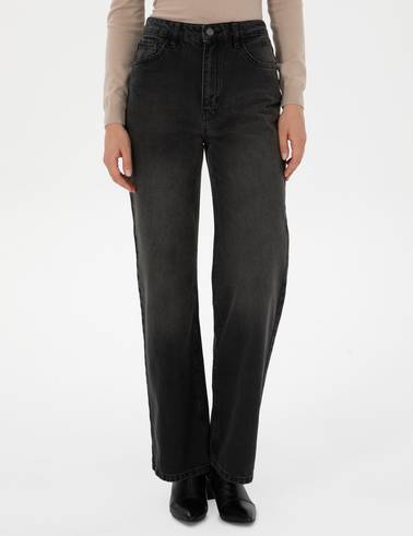 Siyah Loose Fit Jean Pantolon