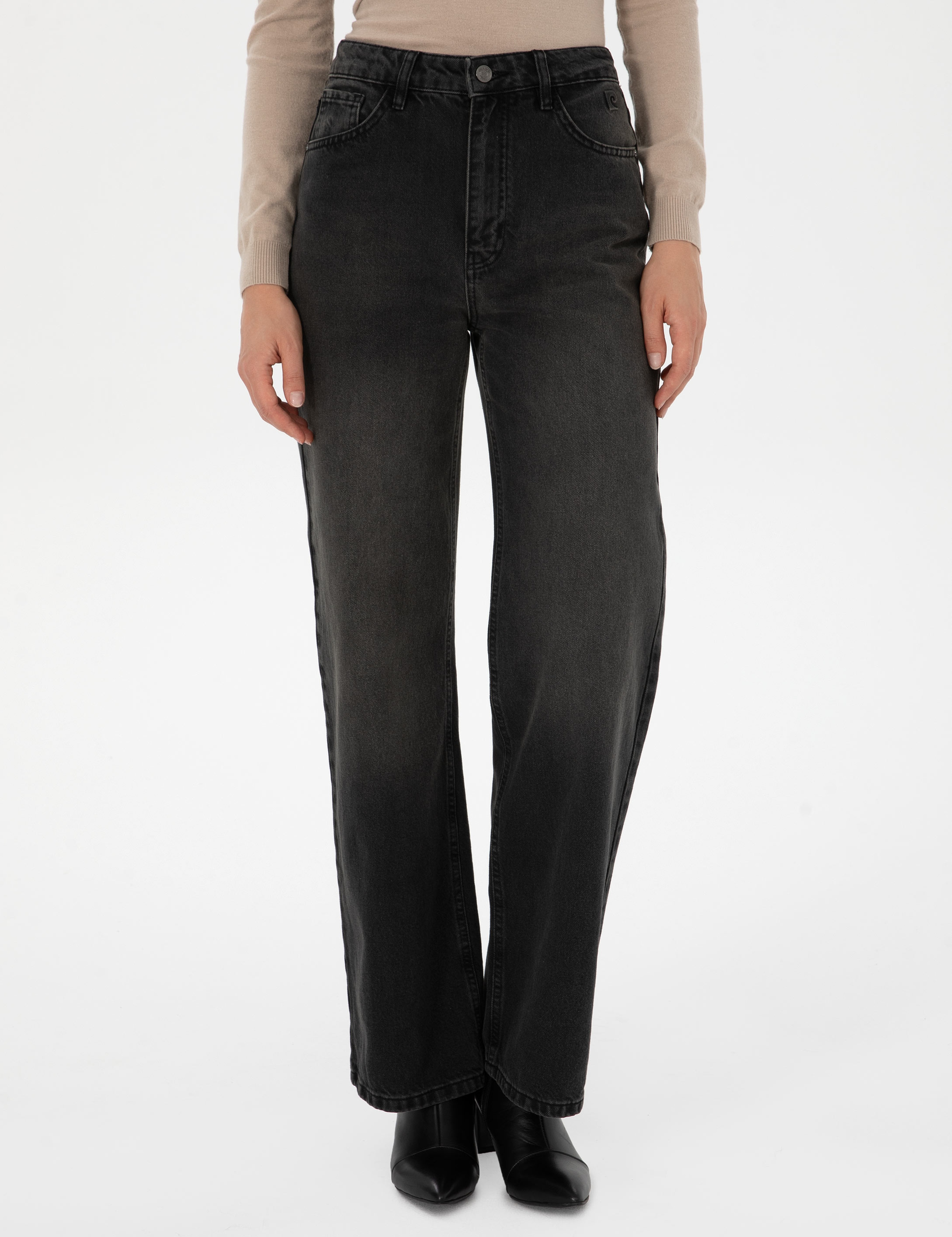 Siyah Loose Fit Jean Pantolon - Image 2