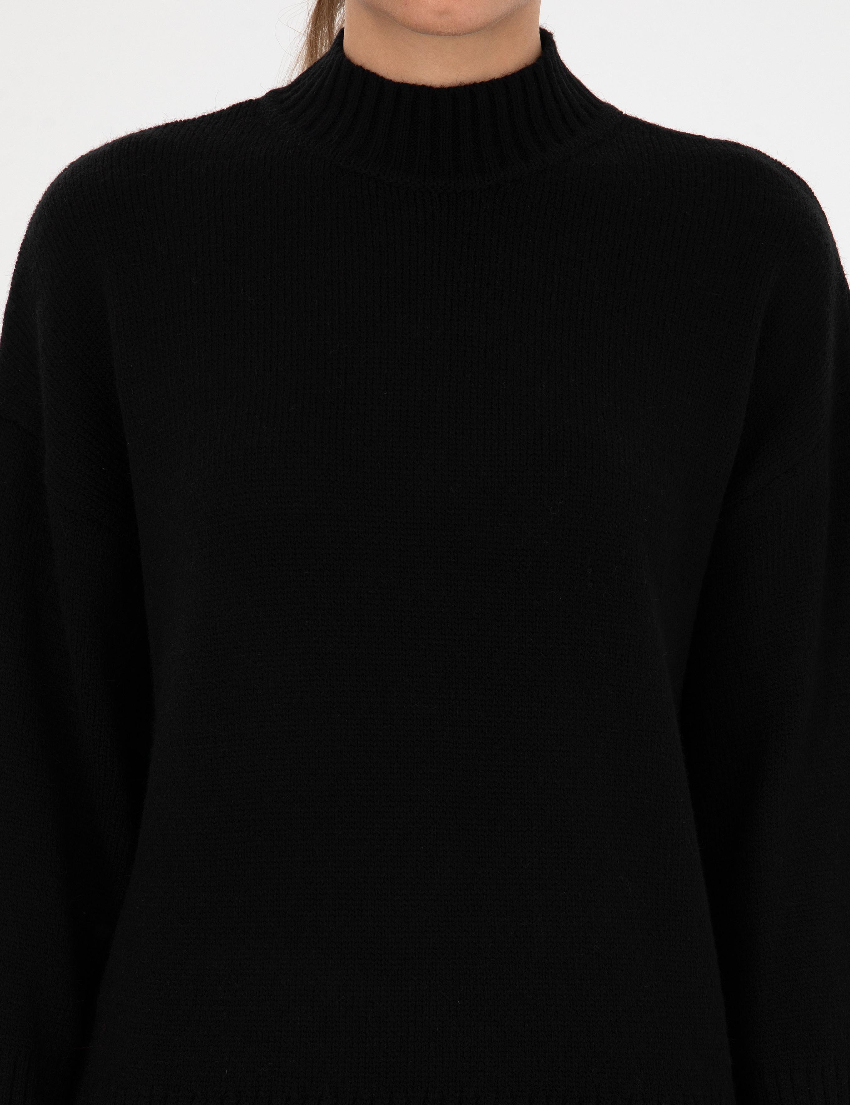 Siyah Comfort Fit Yarım Balıkçı Kazak