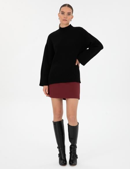 Siyah Comfort Fit Yarım Balıkçı Kazak - 50310958029