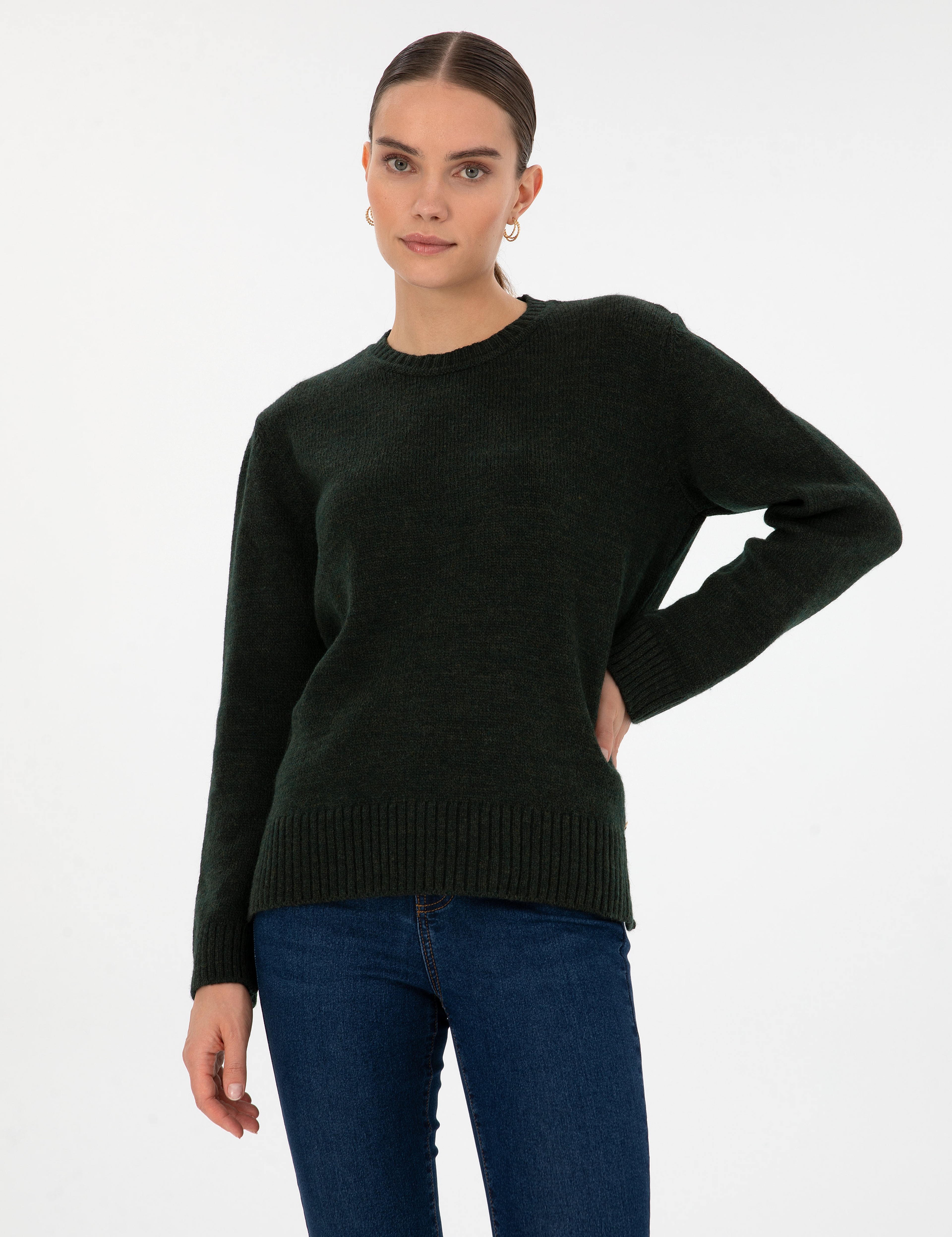 Koyu Yeşil Comfort Fit Kazak - Image 1