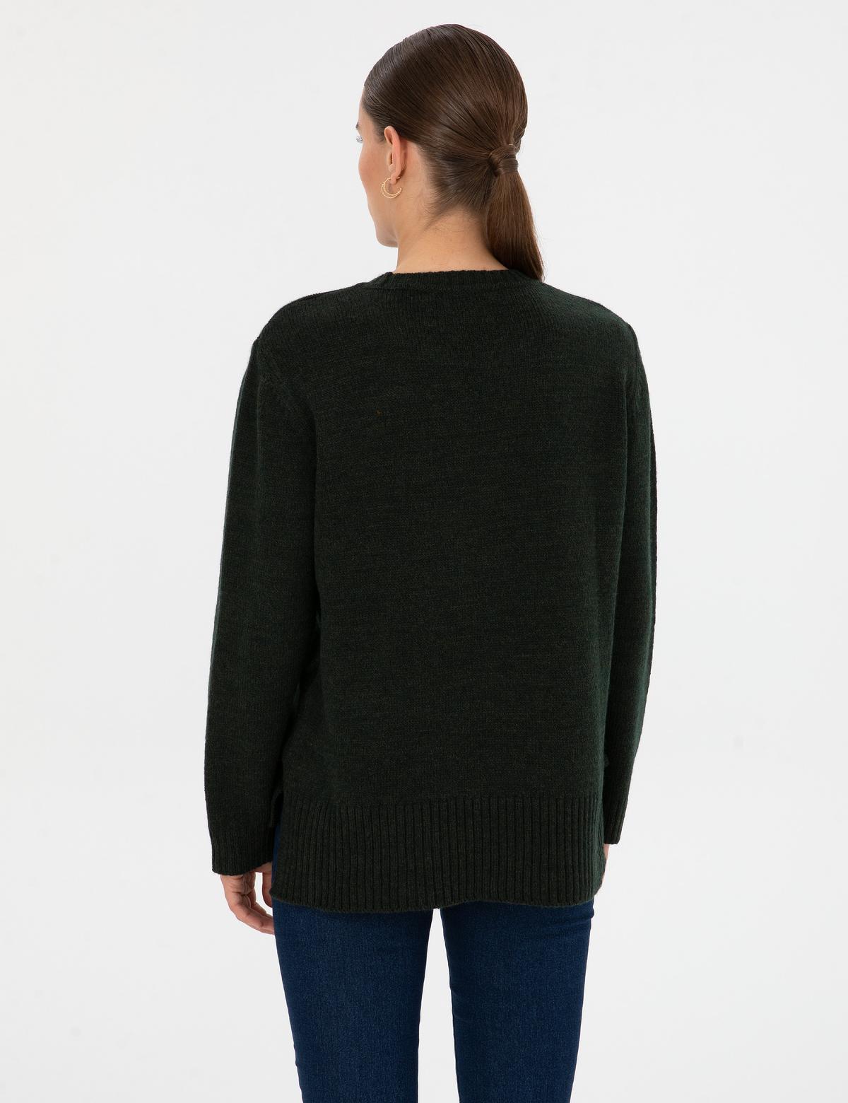 Koyu Yeşil Comfort Fit Kazak - 50316310021