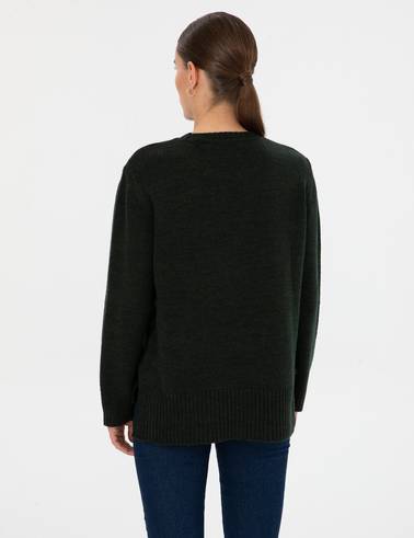 Koyu Yeşil Comfort Fit Kazak