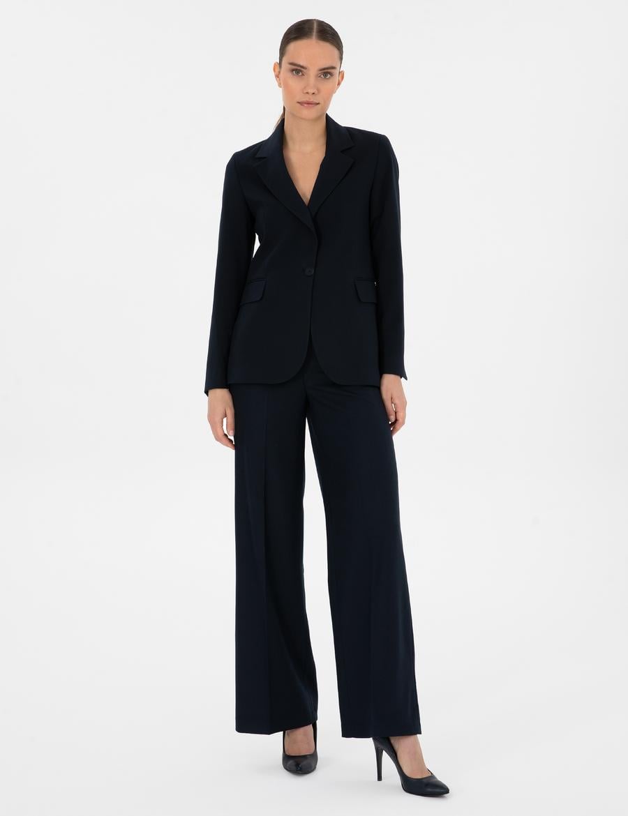 Lacivert Palazzo Kumaş Pantolon