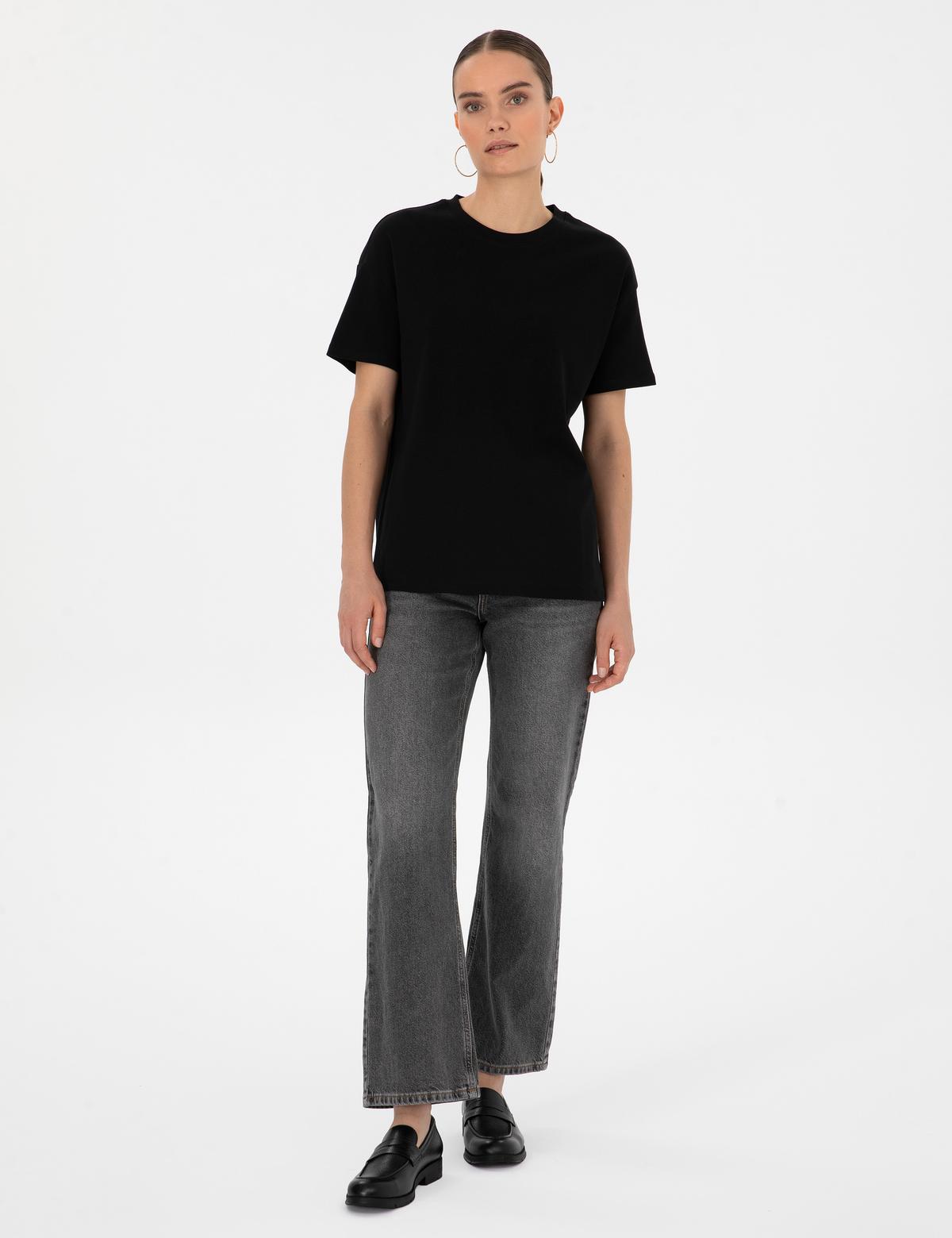 Siyah Oversize Basic Tişört - 50316880013