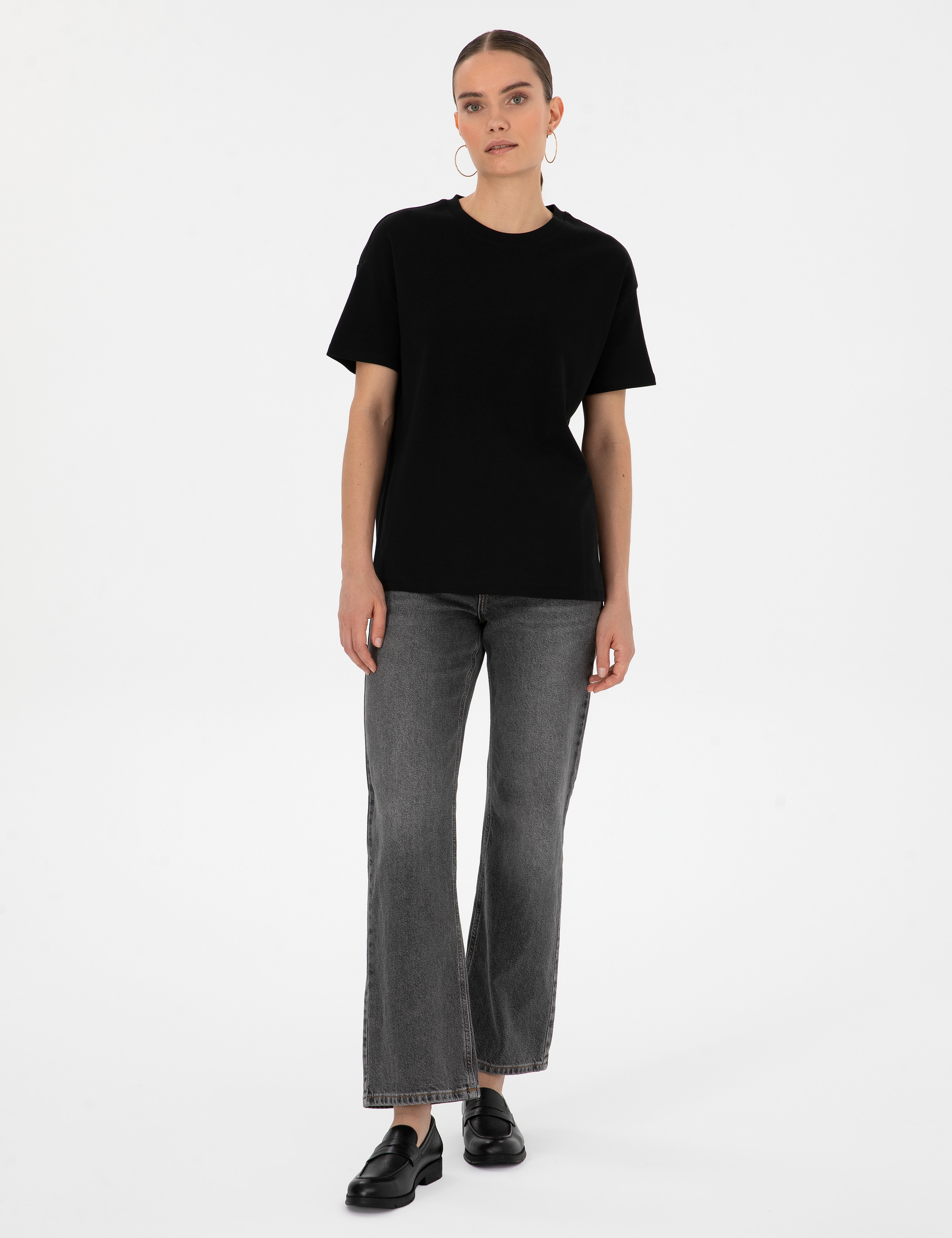 Siyah Oversize Basic Tişört - Image 4