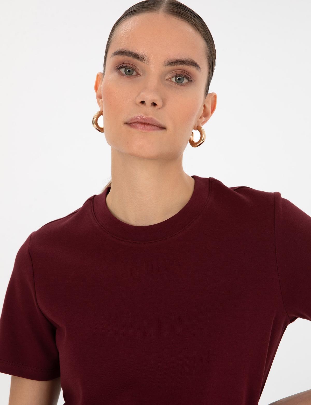 Vişne Regular Fit Basic Tişört - 50310543045