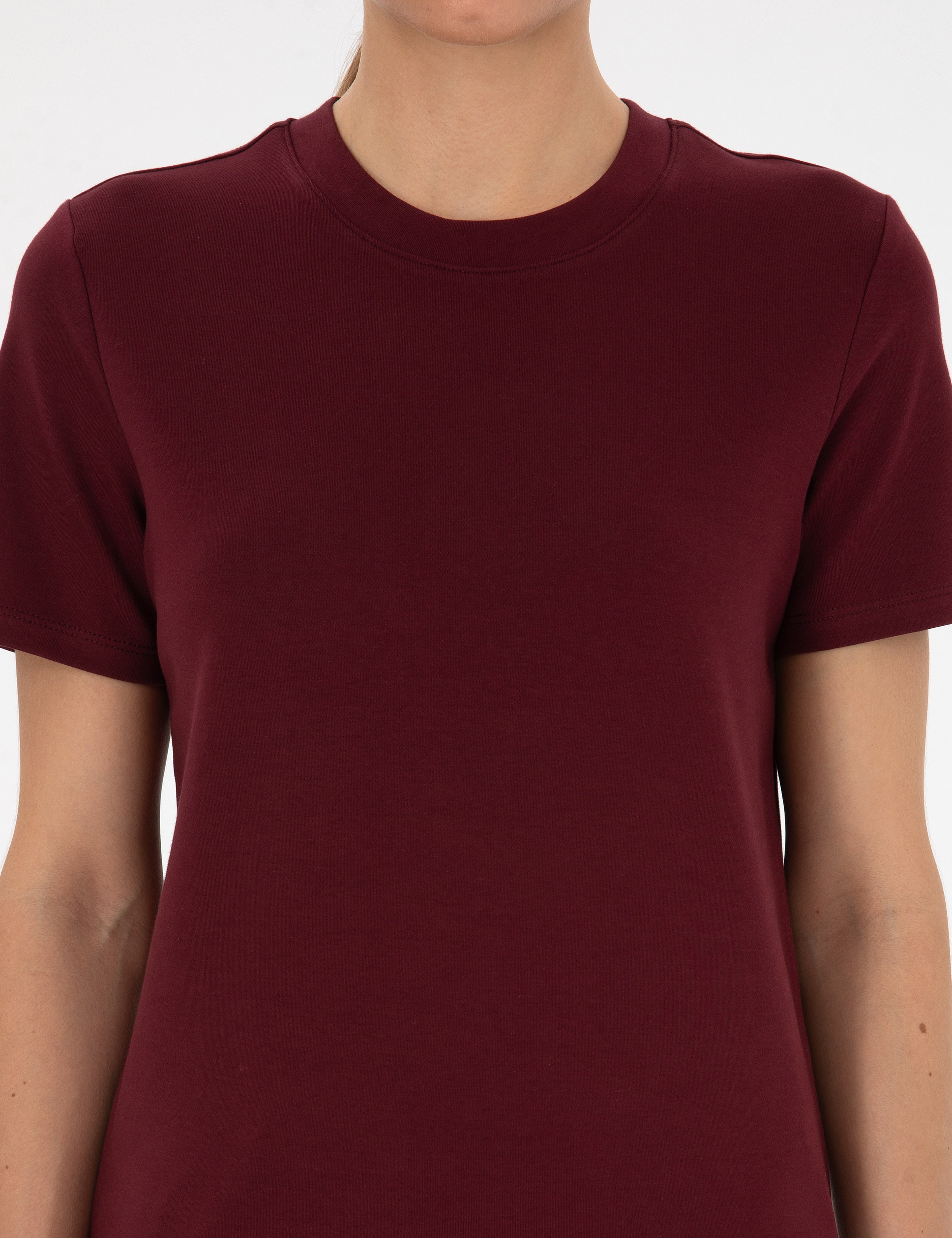 Vişne Regular Fit Bisiklet Yaka Basic Tişört - Image 6