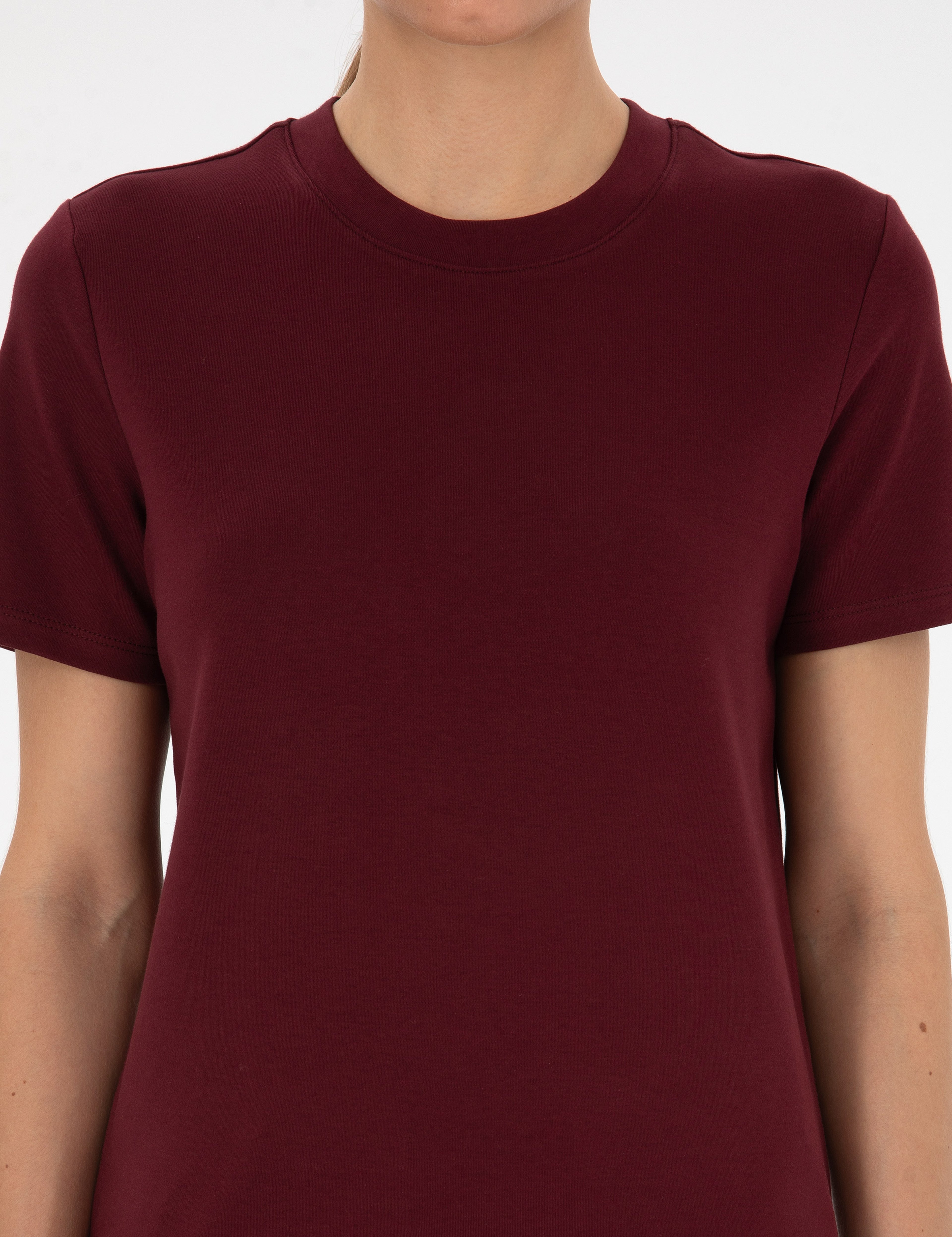 Vişne Regular Fit Bisiklet Yaka Basic Tişört