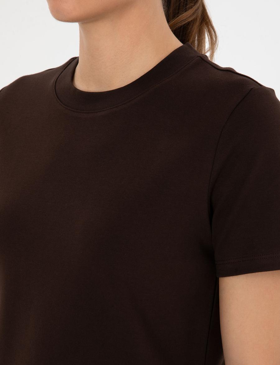 Kahverengi Regular Fit Basic Tişört
