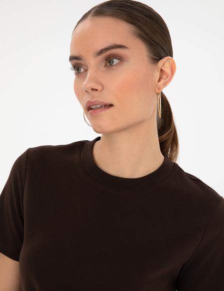 Kahverengi Regular Fit Basic Tişört - 50310543032