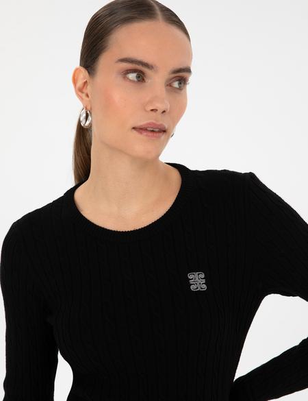 Siyah Slim Fit Bisiklet Yaka Basic Kazak - 50317072021