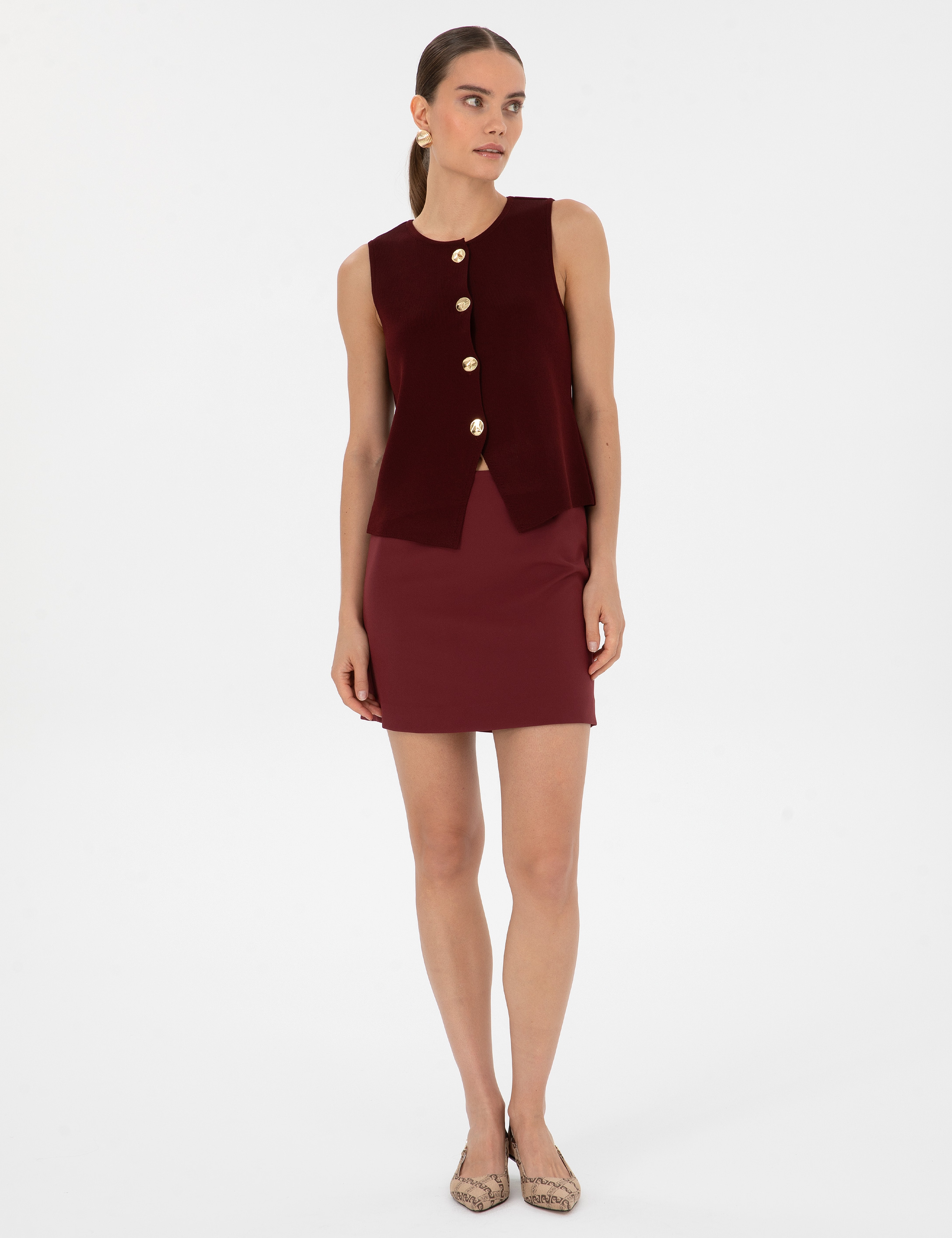 Vişne Slim Fit Kazak