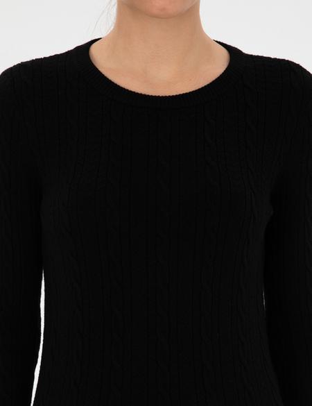 Siyah Ex. Slim Fit Örgü Desenli Kazak - 50316334035