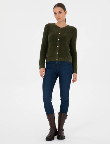 Haki Slim Fit Triko Hırka