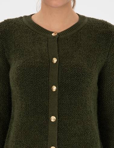 Haki Slim Fit Triko Hırka