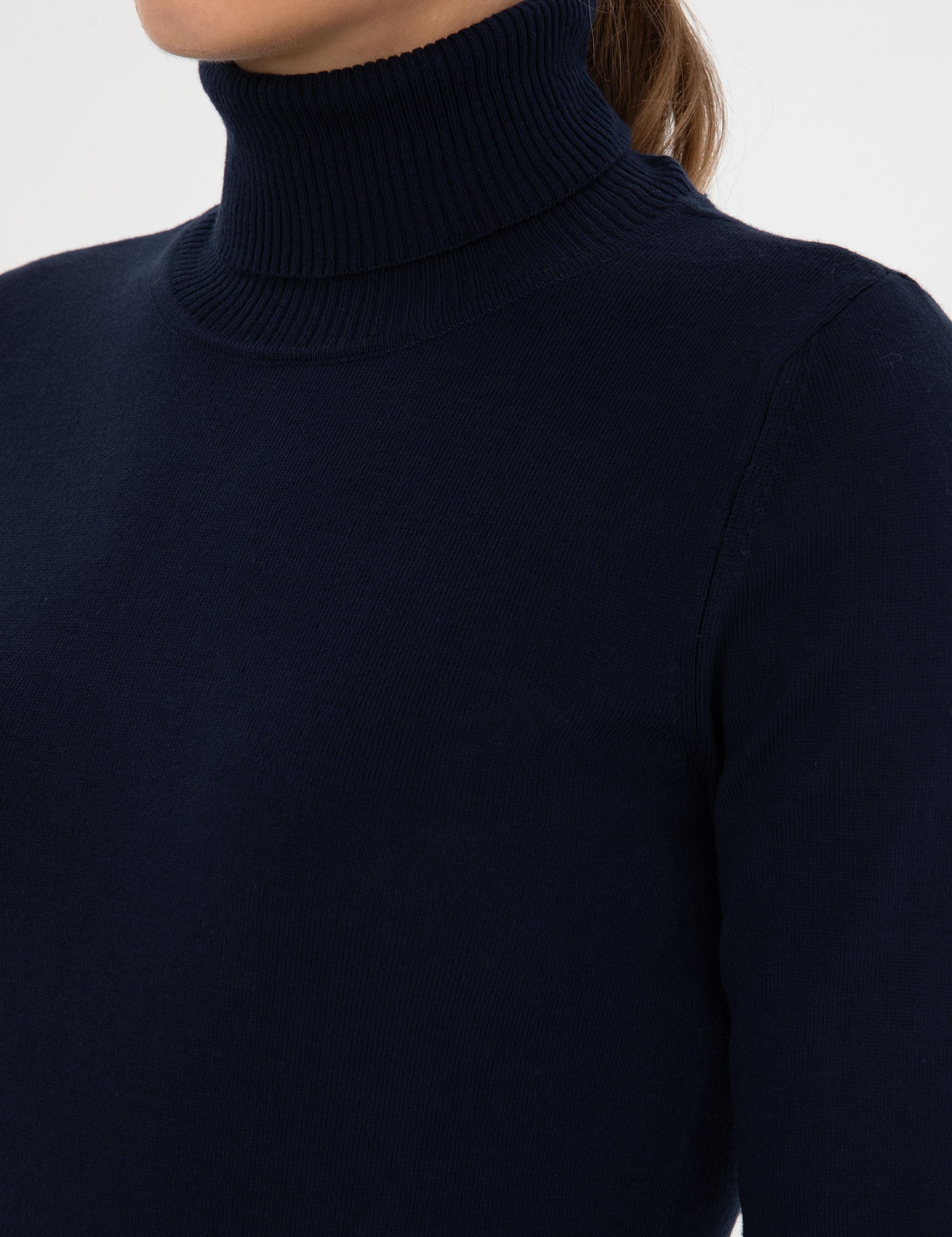 Lacivert Slim Fit Balıkçı Yaka Basic Kazak