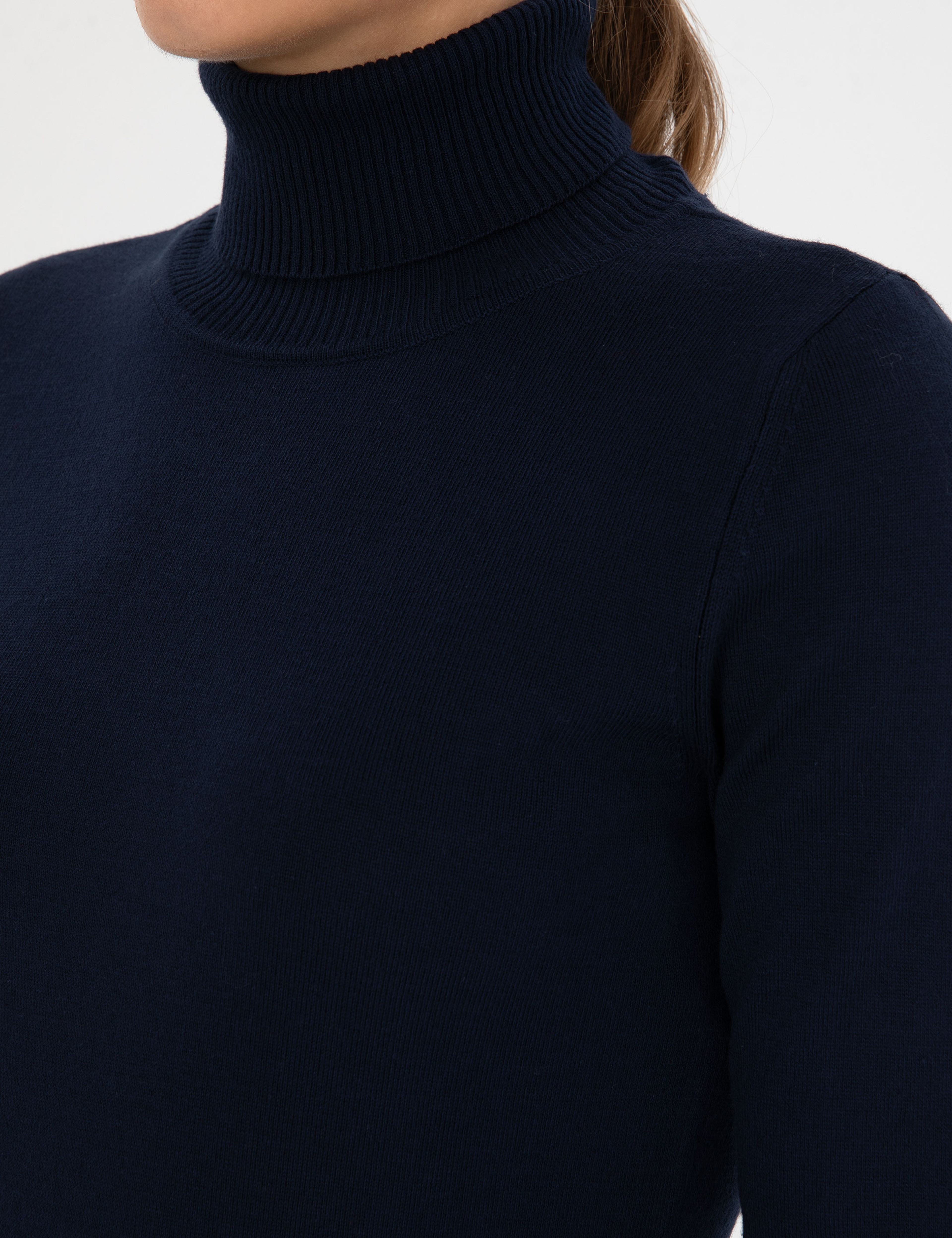 Lacivert Slim Fit Balıkçı Yaka Basic Kazak - Image 7