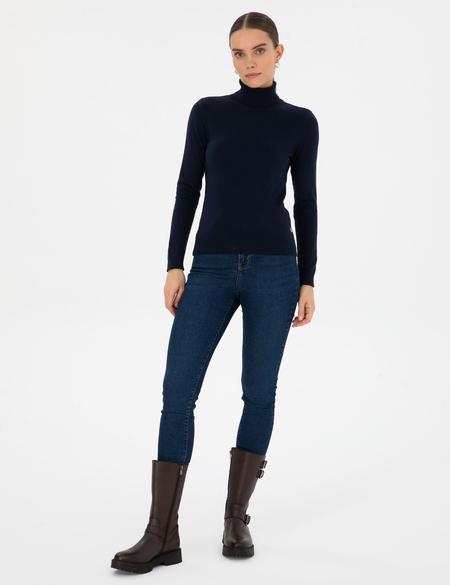 Lacivert Slim Fit Balıkçı Yaka Basic Kazak - 50315747032