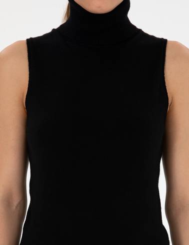 Siyah Slim Fit Balıkçı Yaka Kazak