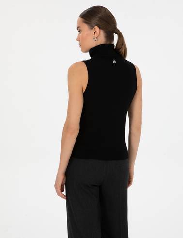 Siyah Slim Fit Balıkçı Yaka Kazak