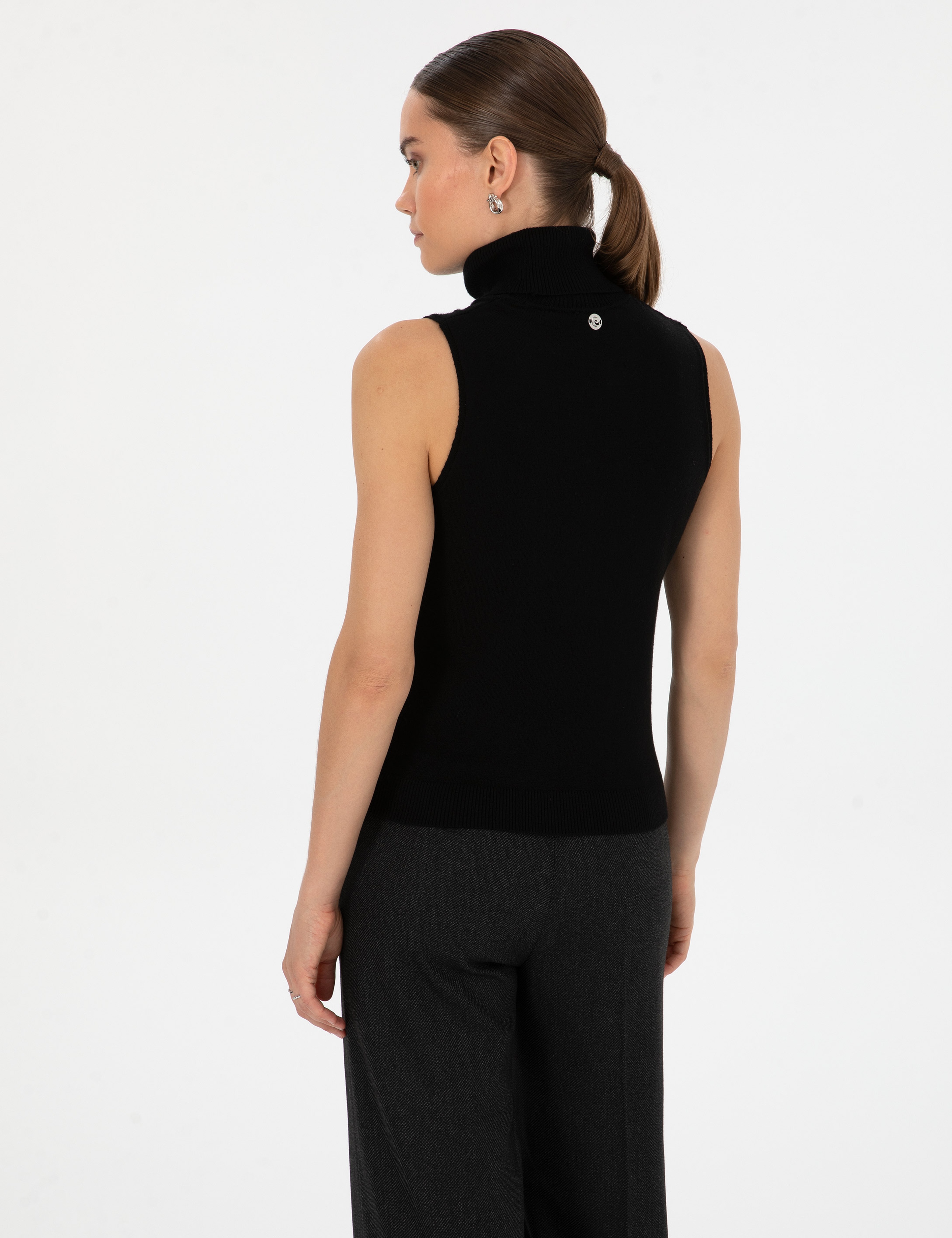 Siyah Slim Fit Balıkçı Yaka Kazak - Image 5