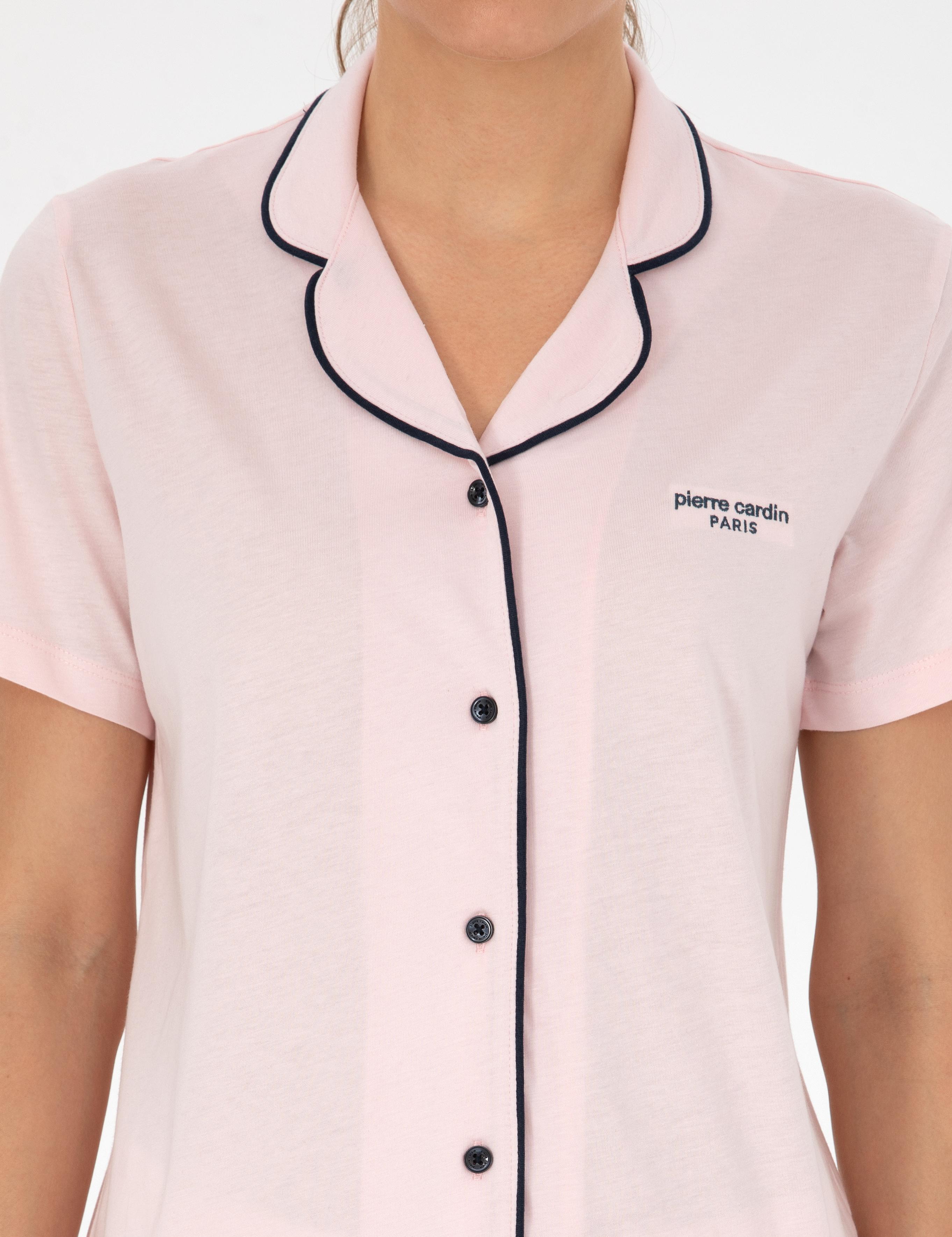 Açık Somon Kısakollu Gömlek Pijama Takımı