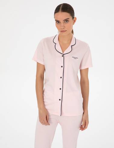 Açık Somon Kısakollu Gömlek Pijama Takımı