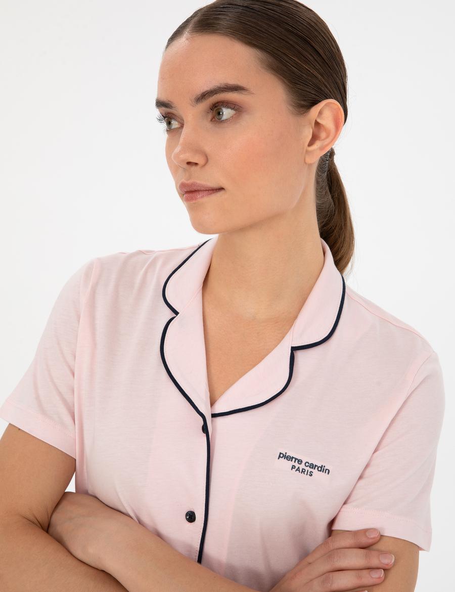 Açık Somon Kısakollu Gömlek Pijama Takımı