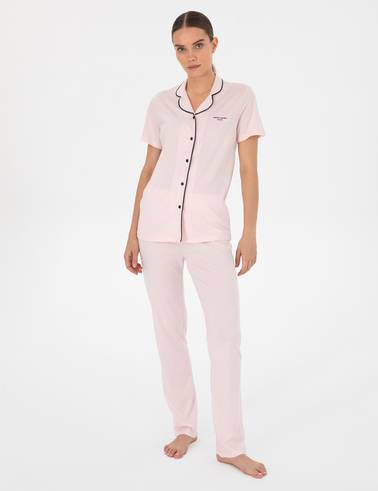 Açık Somon Kısakollu Gömlek Pijama Takımı