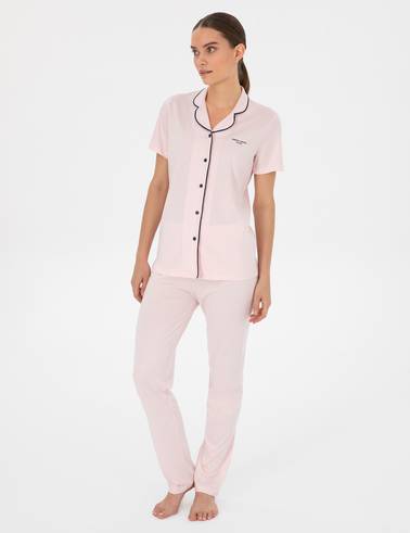 Açık Somon Kısakollu Gömlek Pijama Takımı