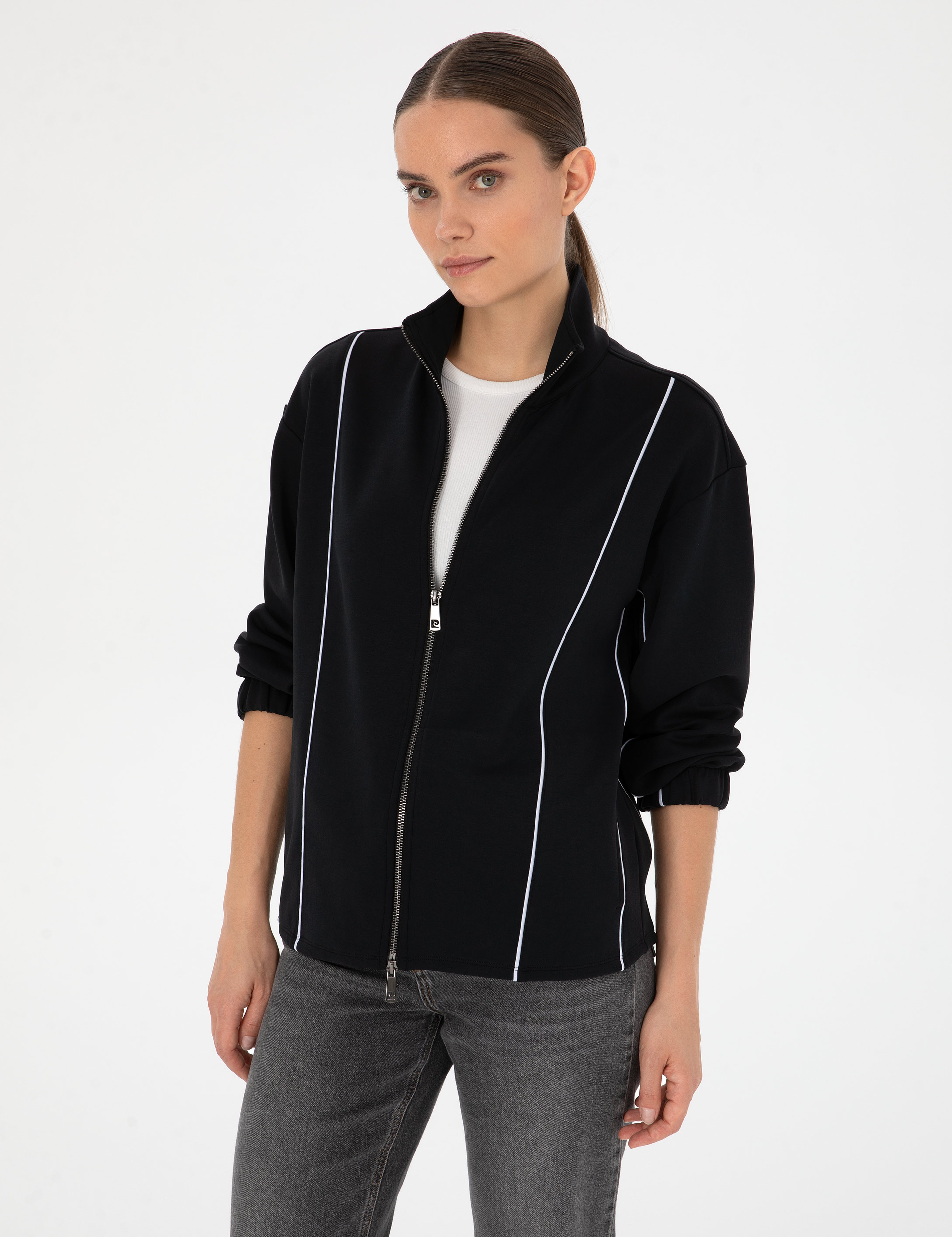 Siyah Comfort Fit Örme Hırka - Image 1