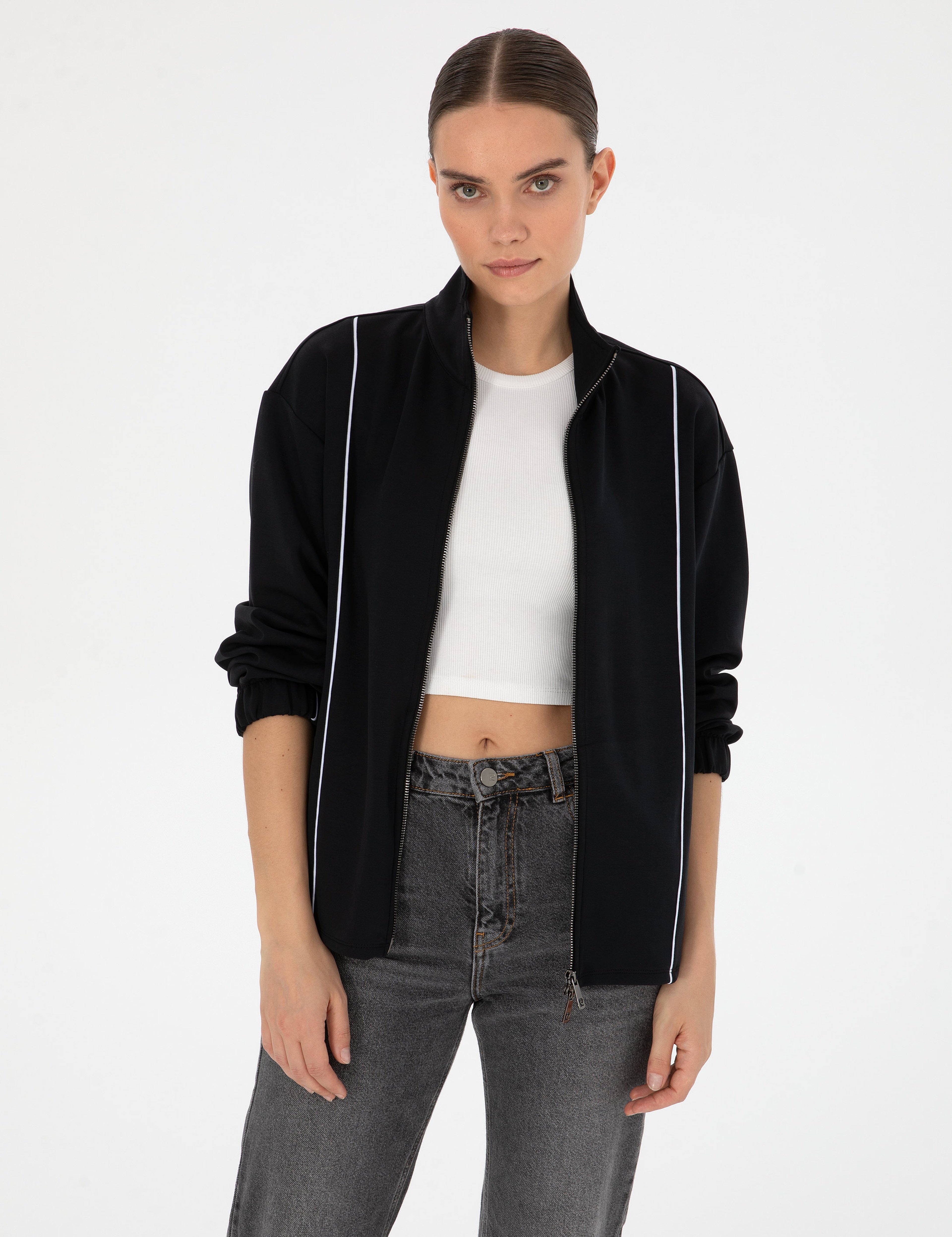 Siyah Comfort Fit Örme Hırka - Image 3