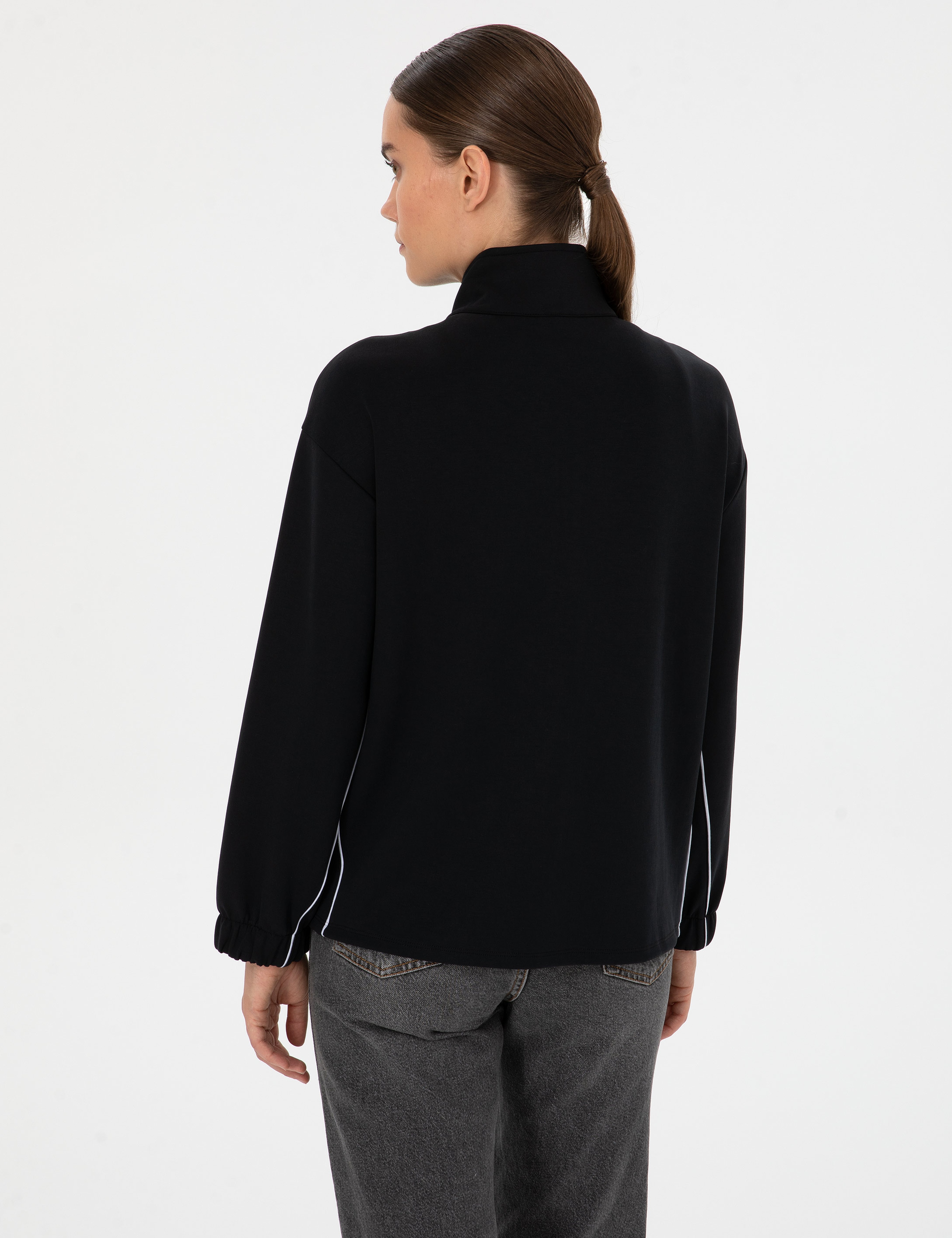 Siyah Comfort Fit Örme Hırka - Image 5