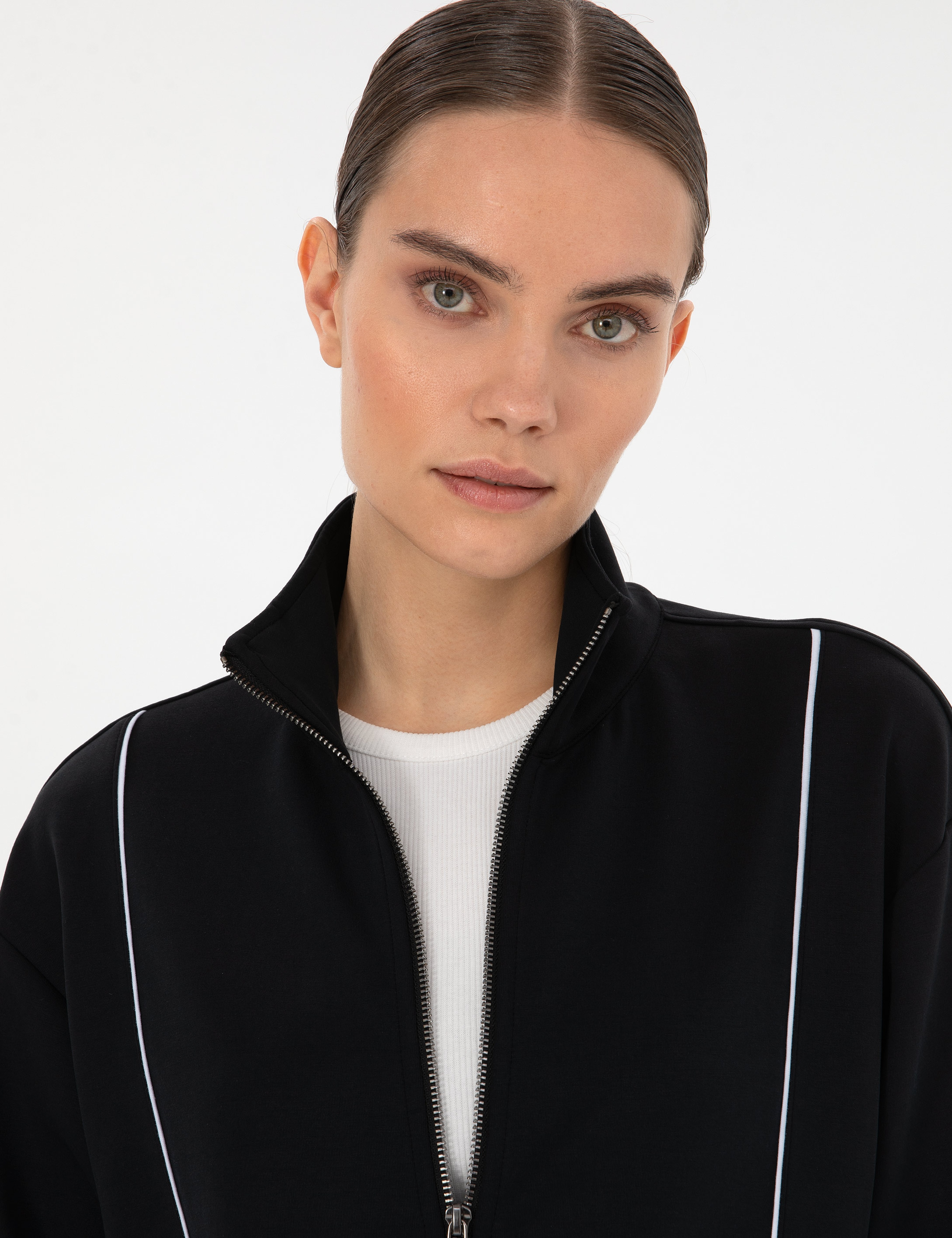 Siyah Comfort Fit Örme Hırka - Image 2