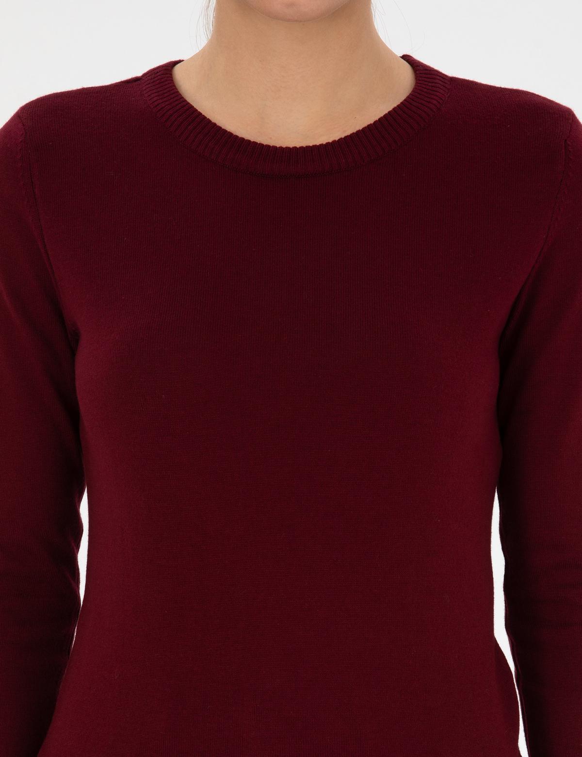 Vişne Slim Fit Bisiklet Yaka Basic Kazak - 50315758071