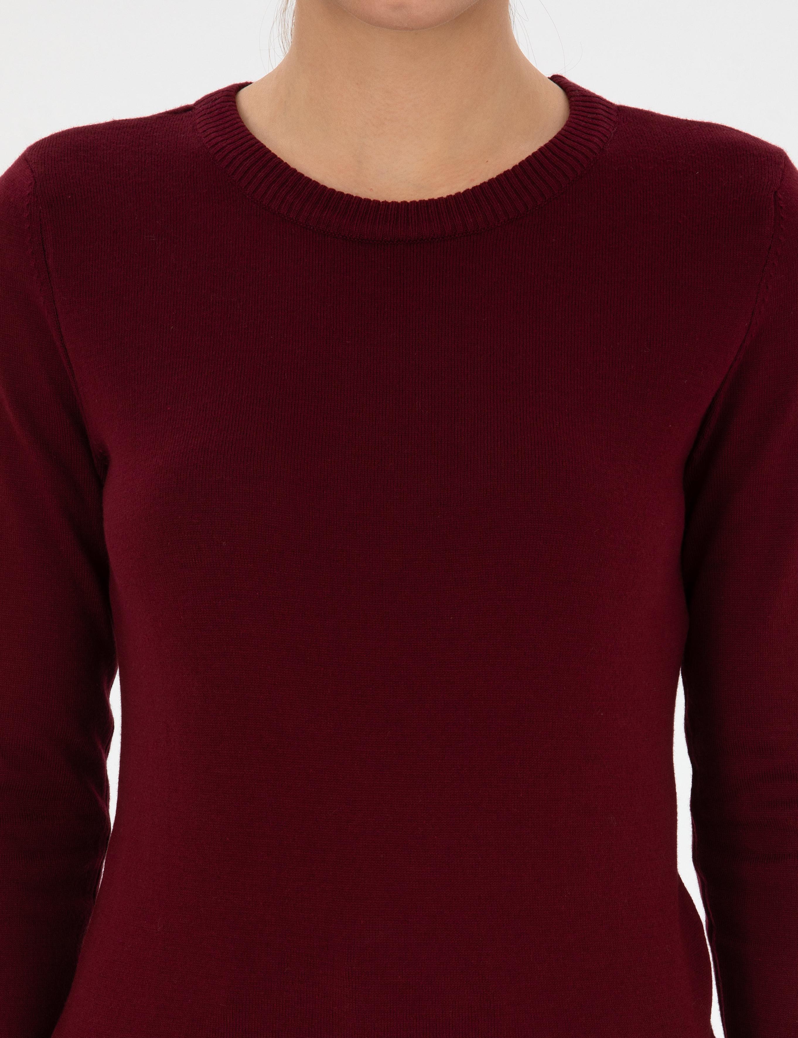 Vişne Slim Fit Bisiklet Yaka Basic Kazak