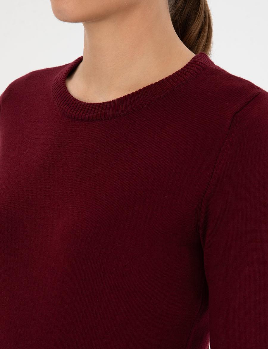 Vişne Slim Fit Bisiklet Yaka Basic Kazak