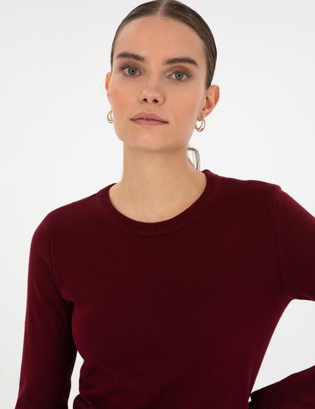 Vişne Slim Fit Bisiklet Yaka Basic Kazak - 50315758071