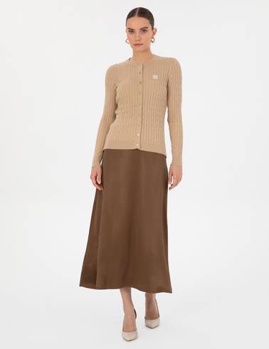 Bej Melanj Extra Slim Fit Triko Hırka