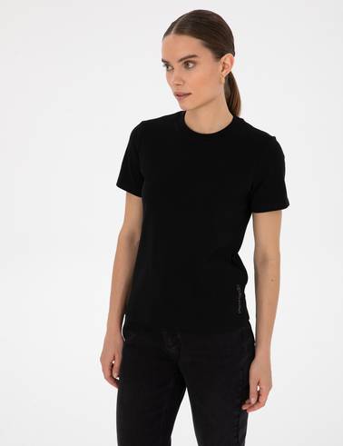 Siyah Regular Fit Bisiklet Yaka Basic Tişört