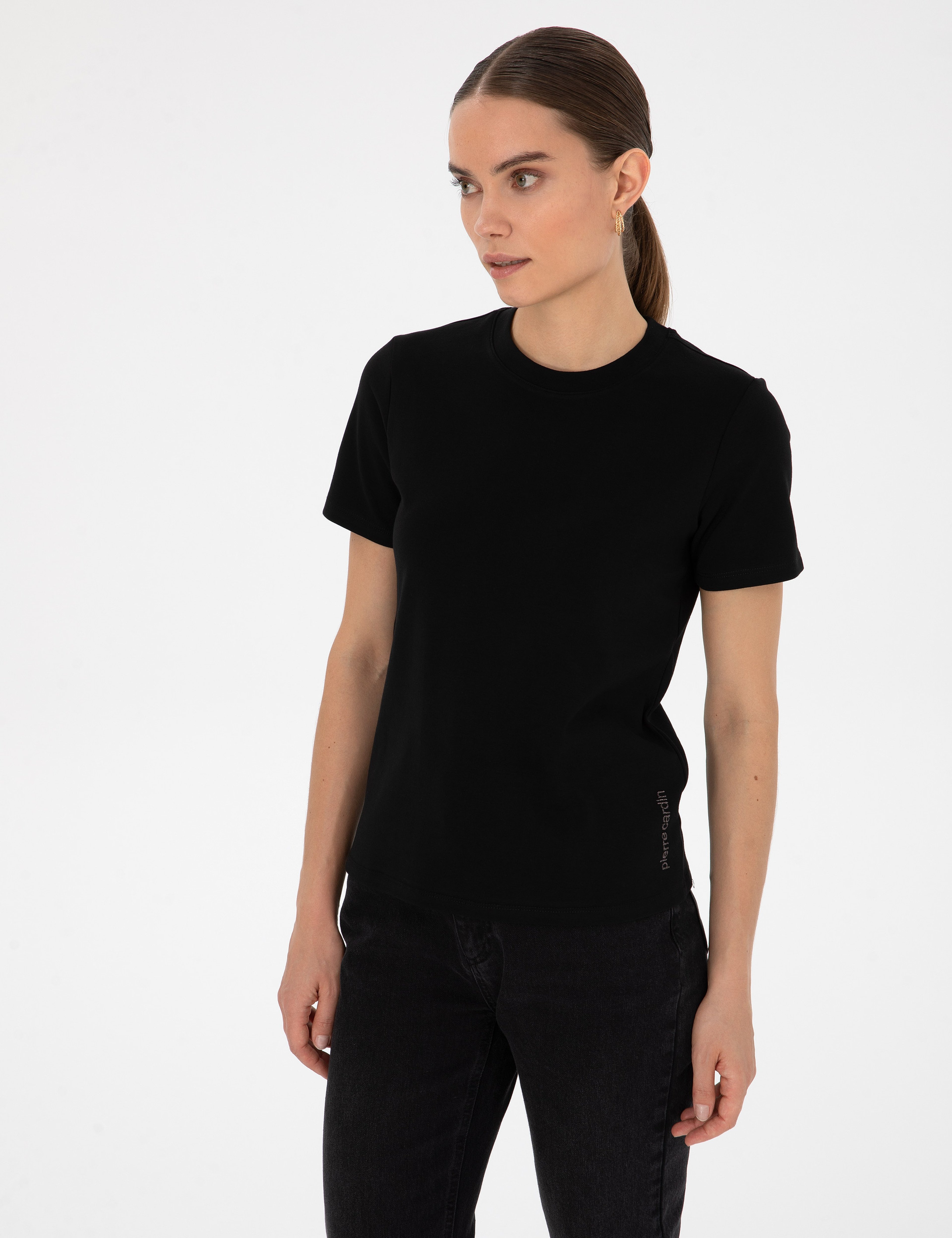 Siyah Regular Fit Bisiklet Yaka Basic Tişört