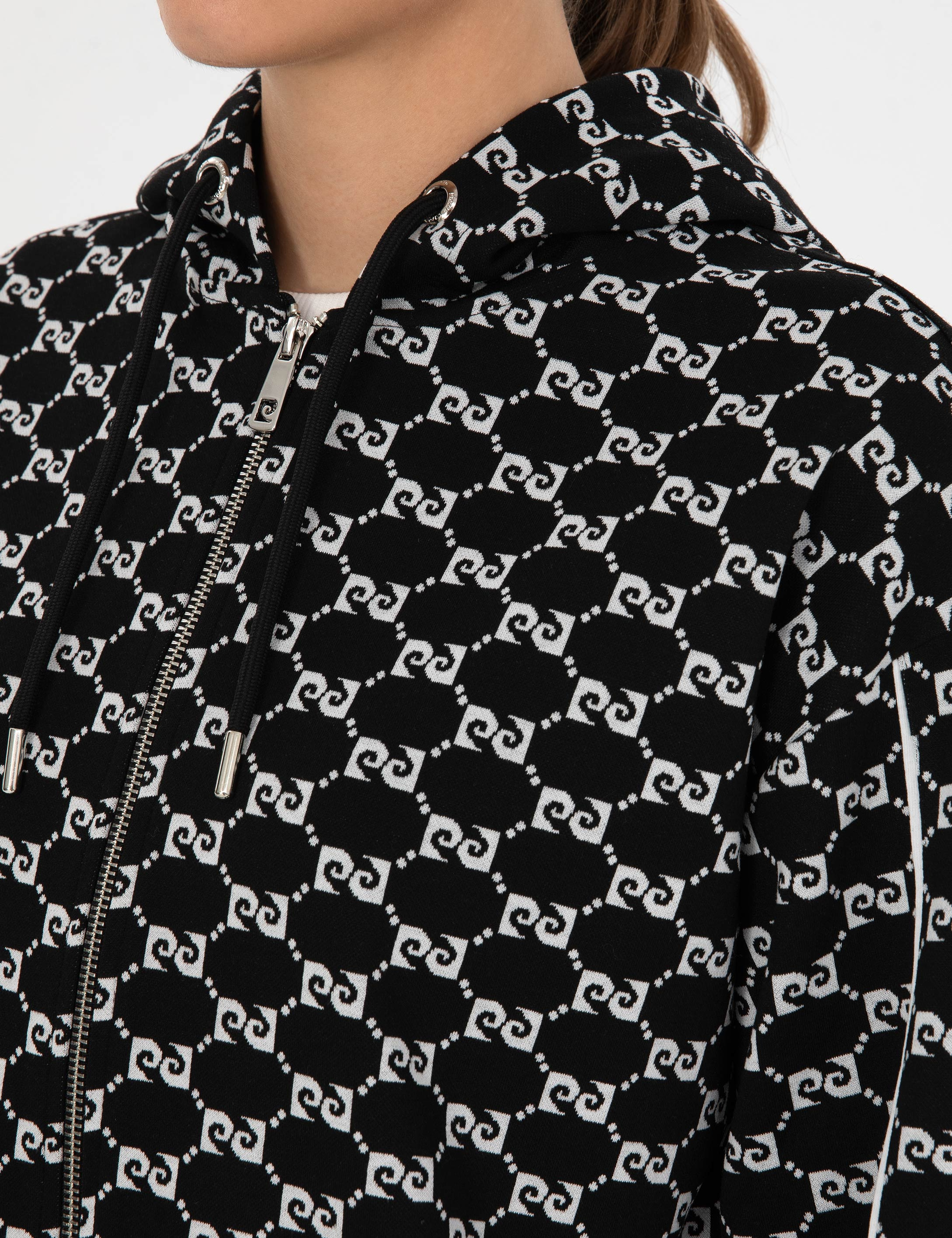 Siyah Comfort Fit Fermuarlı Sweatshirt - Image 7