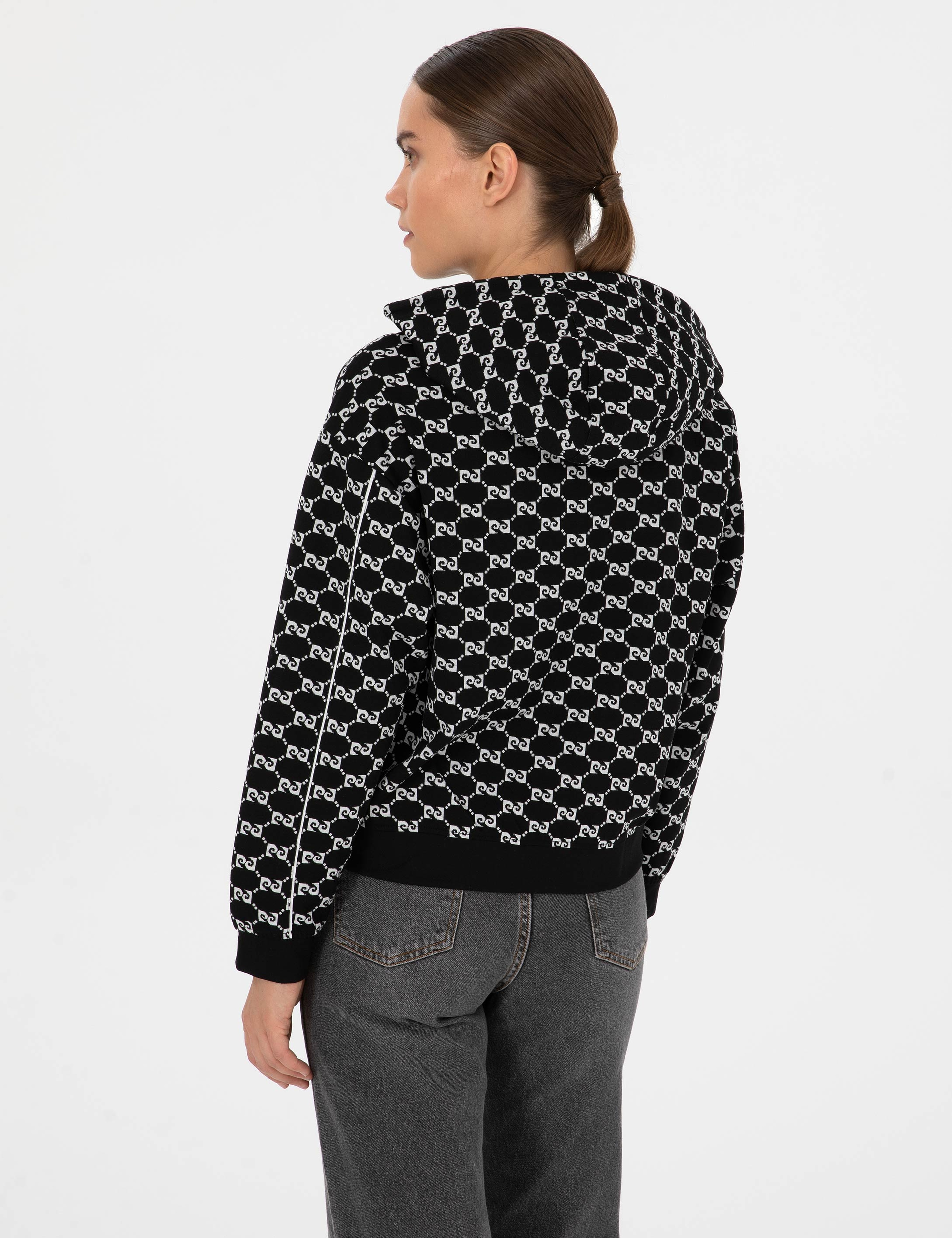 Siyah Comfort Fit Fermuarlı Sweatshirt - Image 5