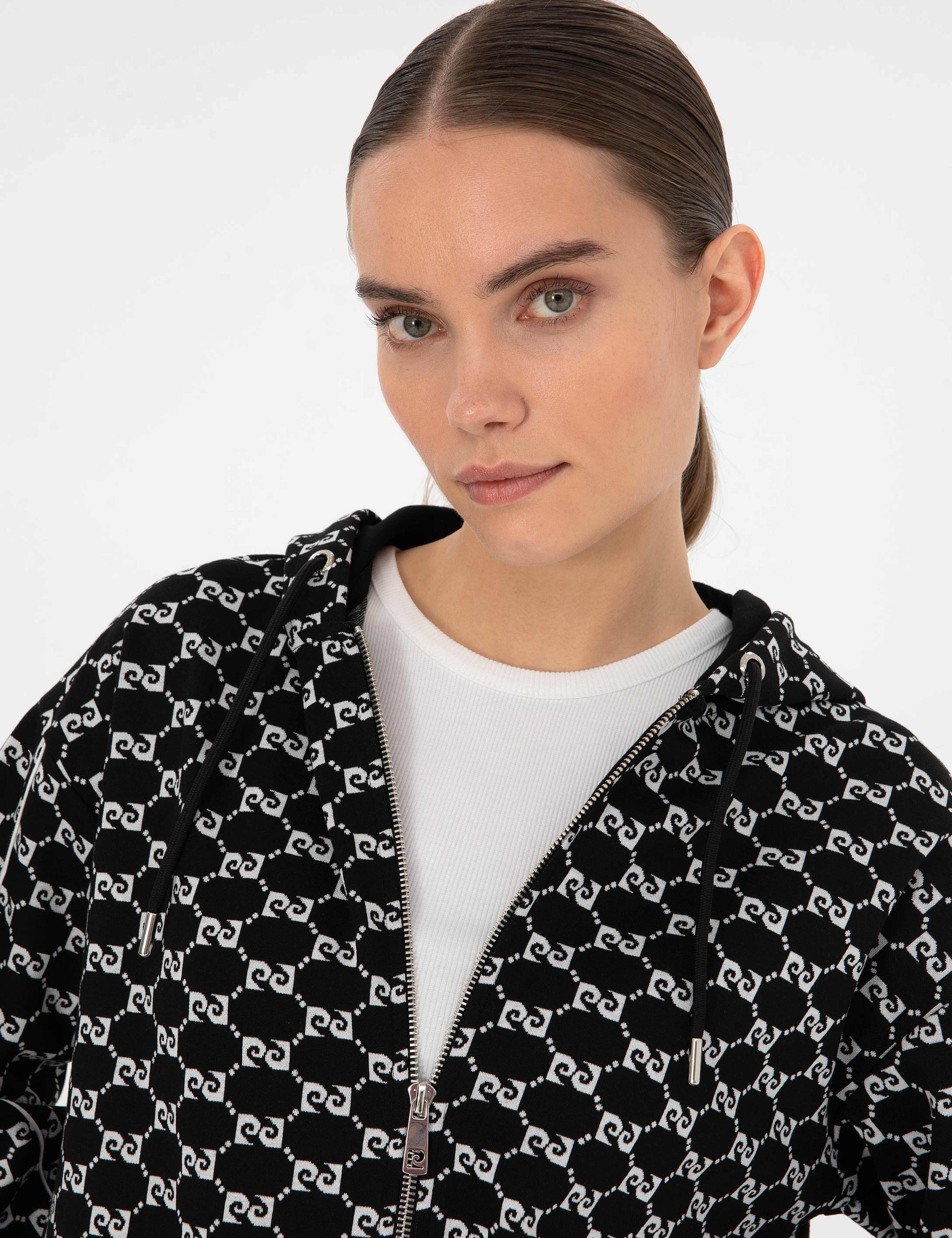 Siyah Comfort Fit Fermuarlı Sweatshirt - Image 2