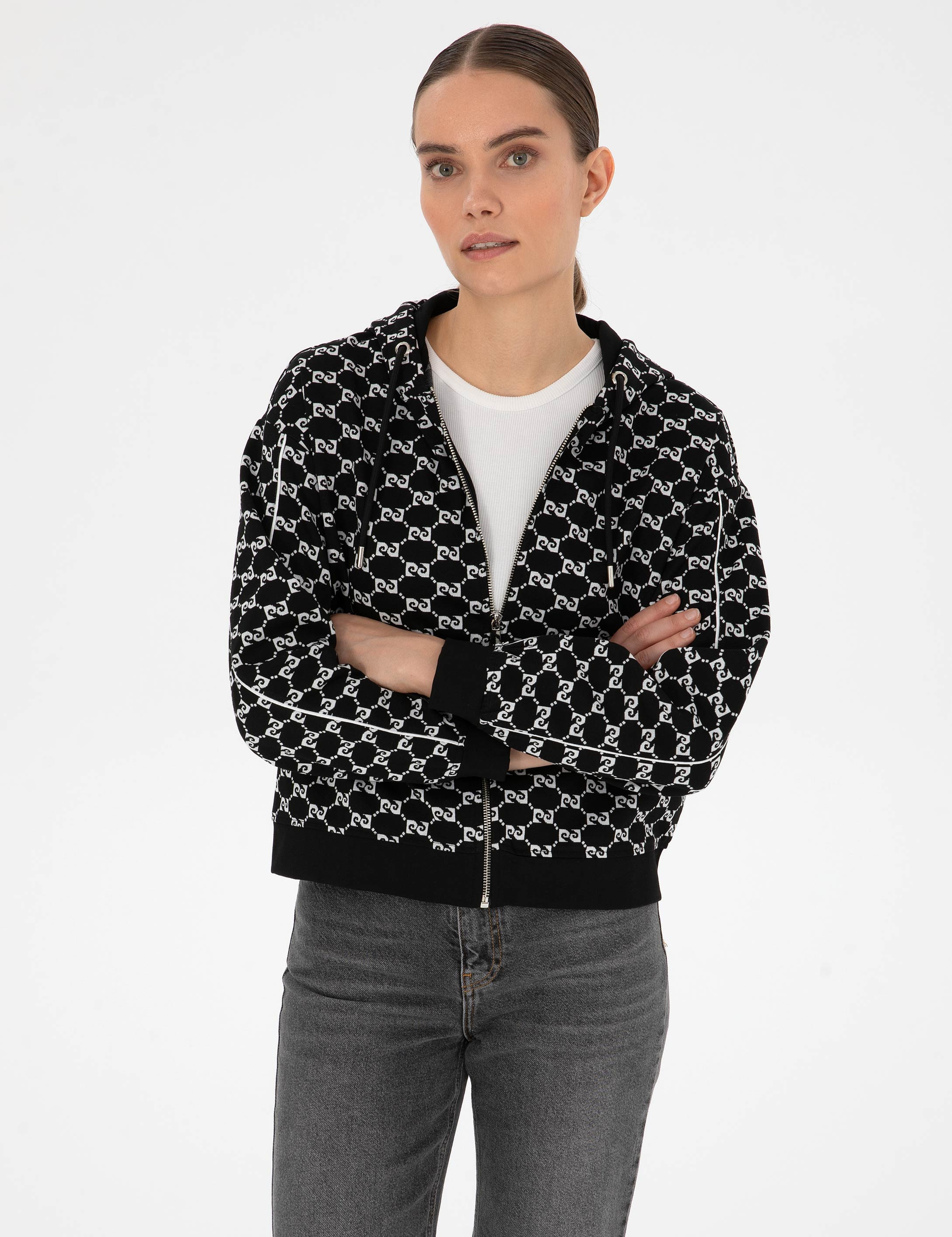 Siyah Comfort Fit Fermuarlı Sweatshirt - Image 3