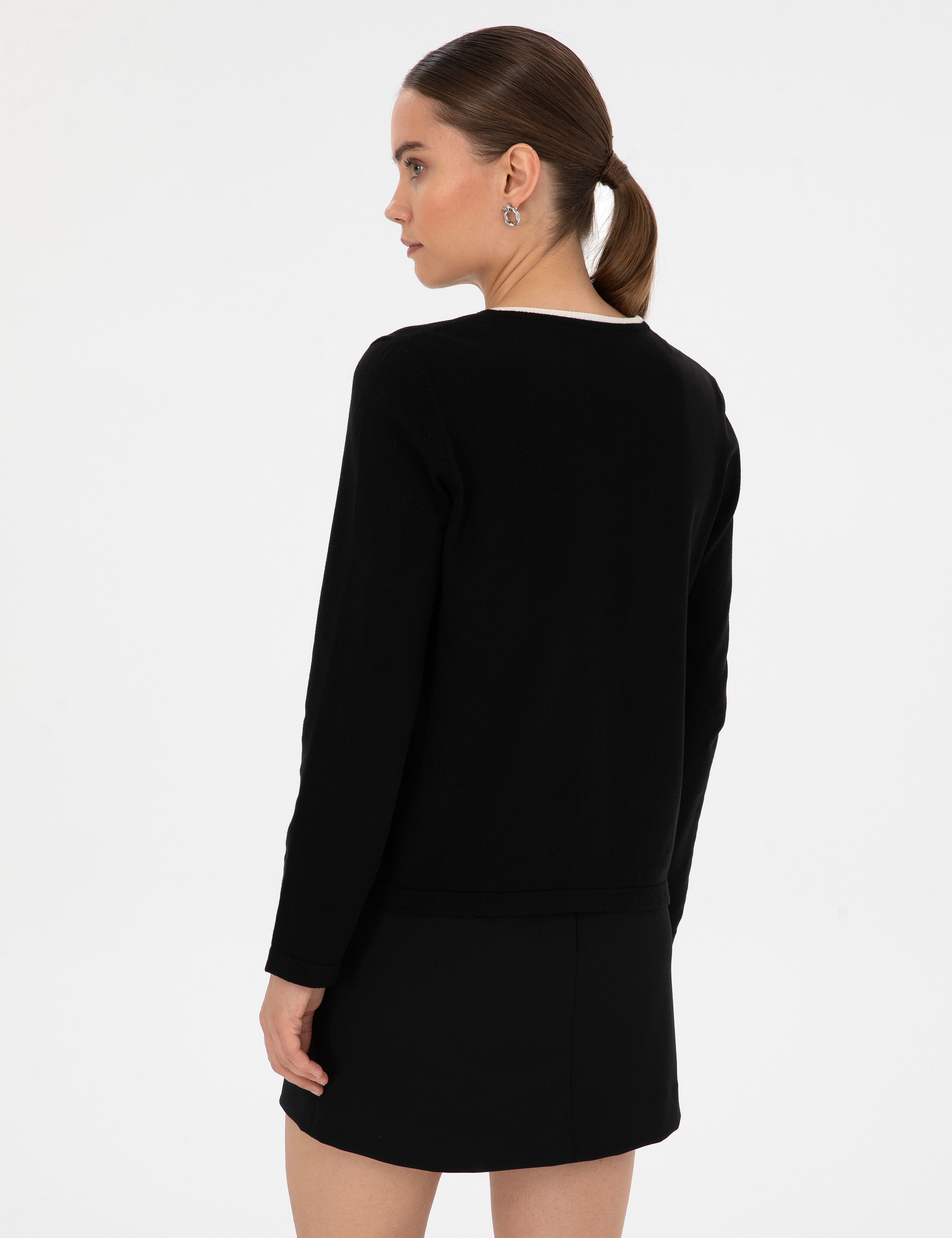 Siyah Slim Fit Triko Hırka - Image 5
