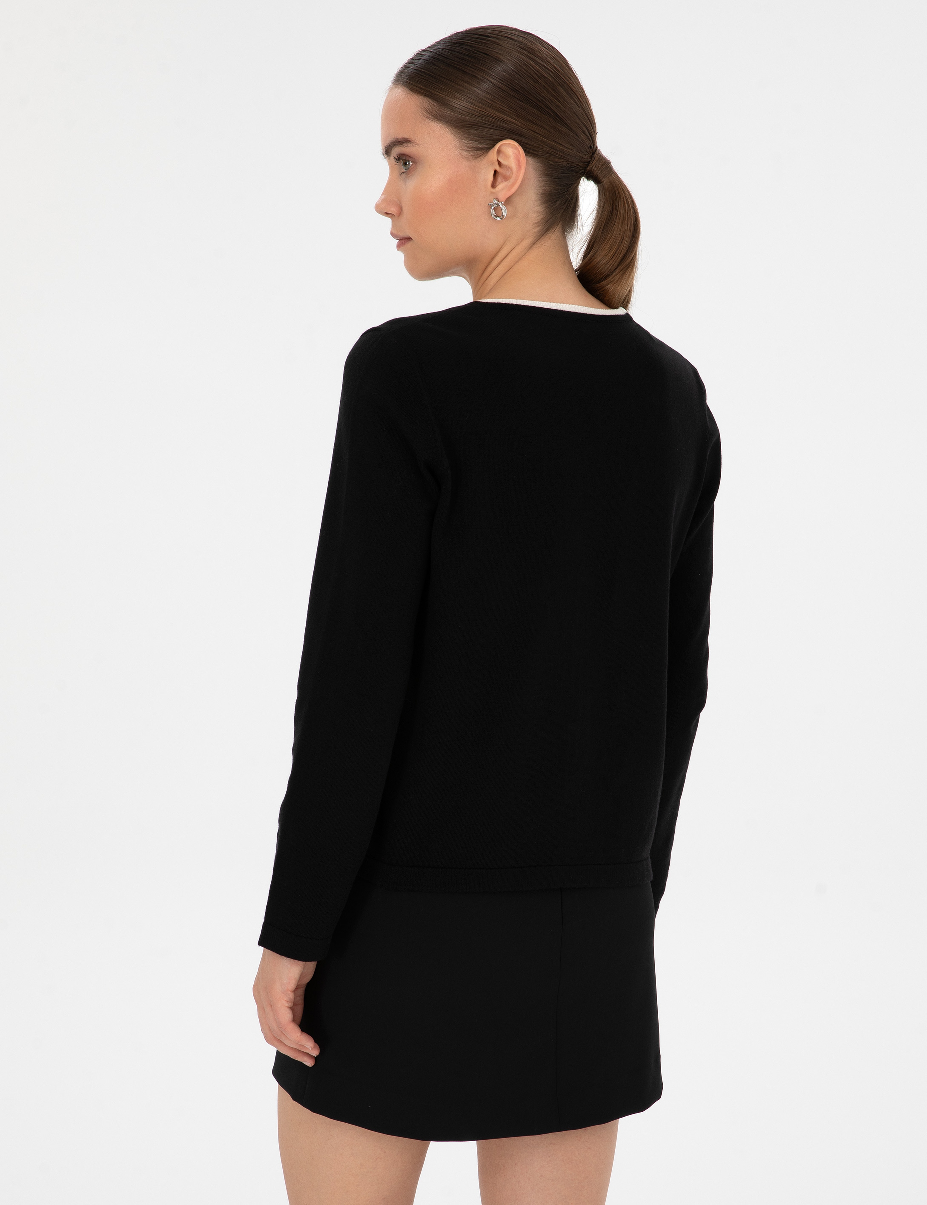 Siyah Slim Fit Triko Hırka