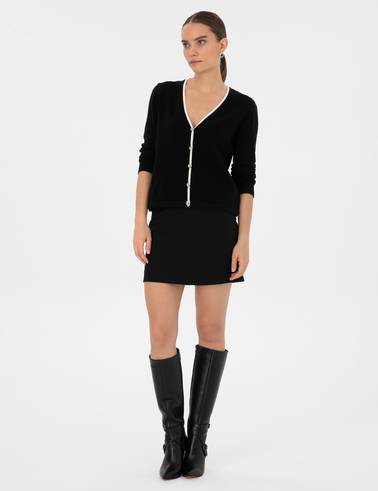Siyah Slim Fit Triko Hırka