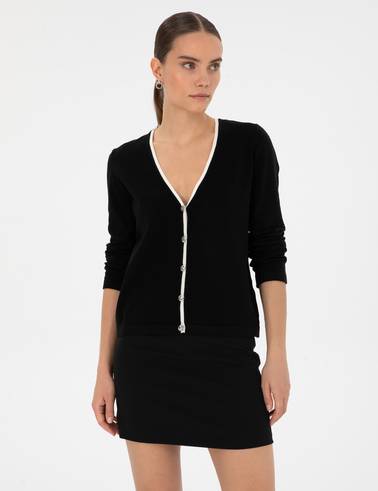 Siyah Slim Fit Triko Hırka